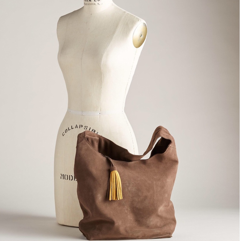 NEW Suede Zip Top Hobo Bag